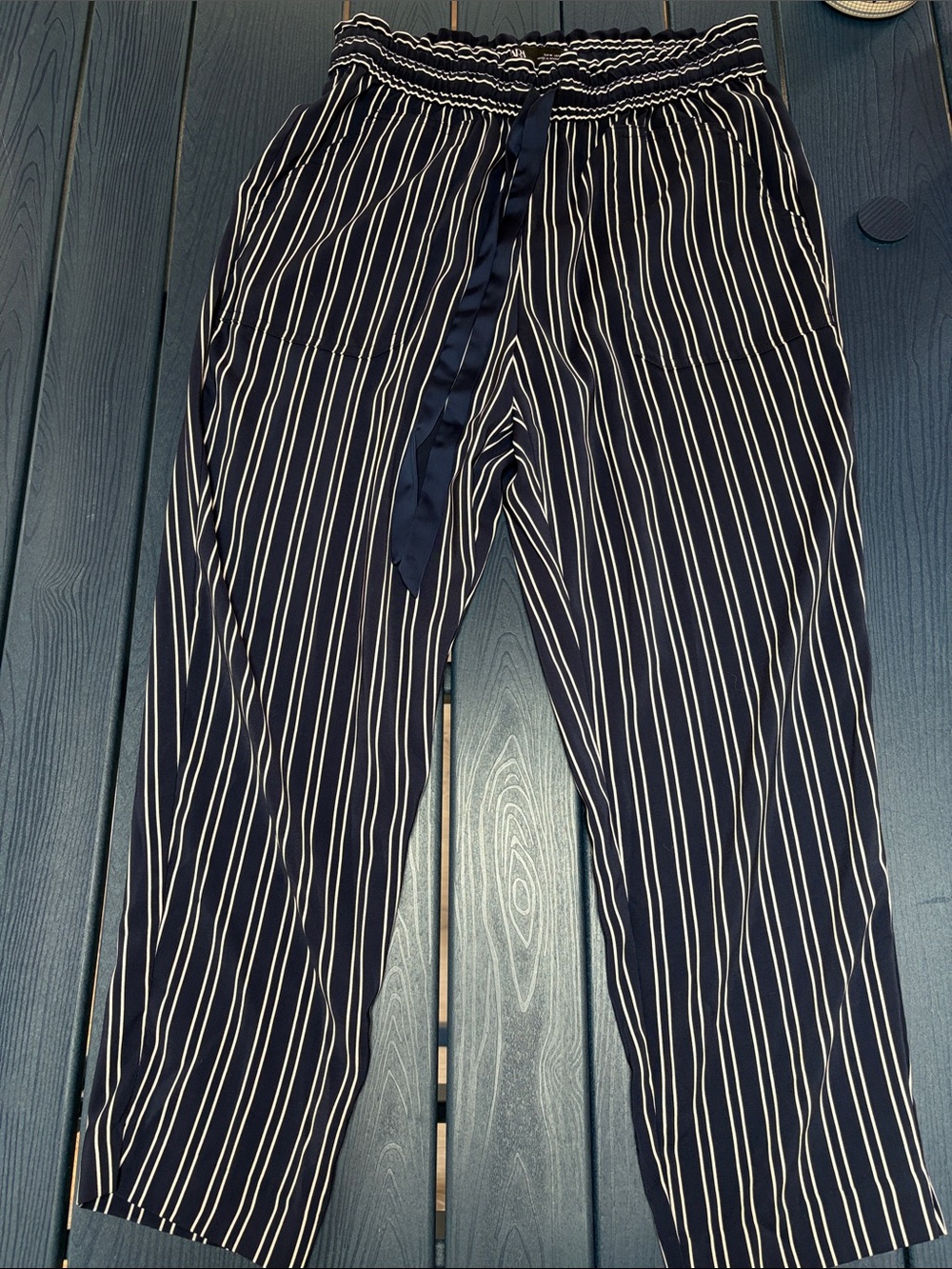 Zara Women’s Navy Striped Drawstring Pants